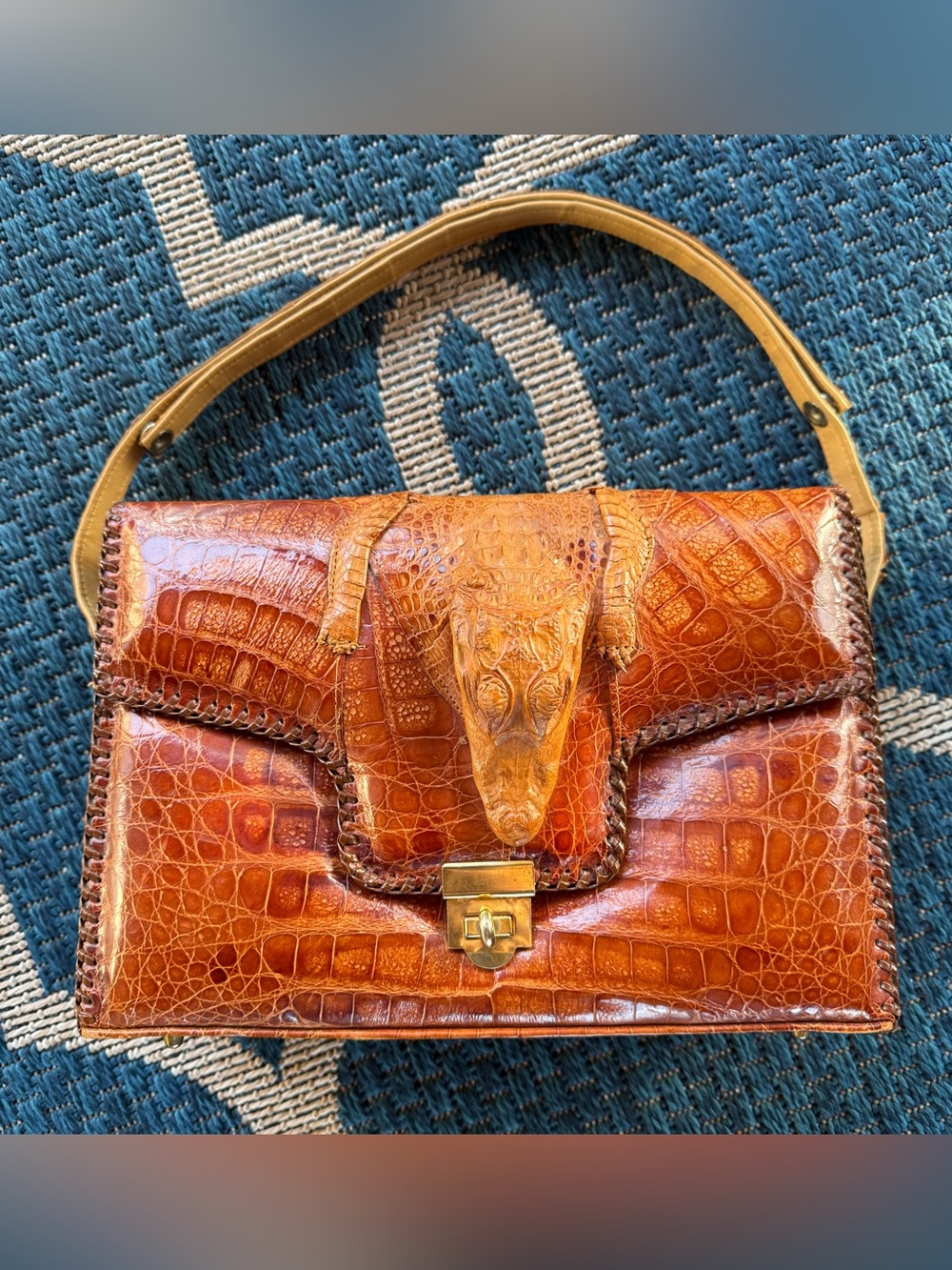 Vintage 1950's Tourist Trade Taxidermy Baby Alligator Handbag - No Brand